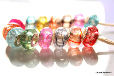9mm Crack Resin Transparent Charm Beads x 10